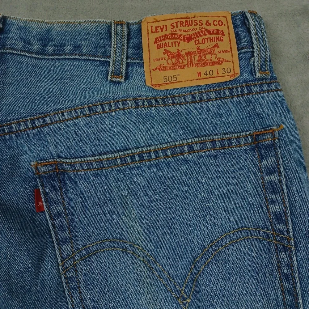 Levis 505 Jeans‎ Mens 40x30 Blue Denim Distressed Pockets Cotton Casual Y2K